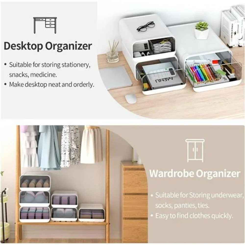 Plastic Underwear Organizer Drawer Closet Storage Box for Bras Socks Ties Scarve